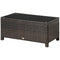 Rattan Wicker Coffee Table with Glass Top Outdoor Garden Patio Furniture Brown Tempered