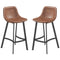 HOMCOM Counter Height Stools Set of 2 Upholstered Kitchen Stool with Back and Steel Legs for Kitchen