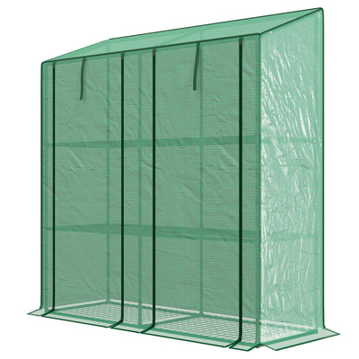 Outsunny Compact Portable Mini Greenhouse with 3 Tier Shelves Reinforced PE Cover Roll-up Door for Garden 56.3" x 18.1" x 59.4" 