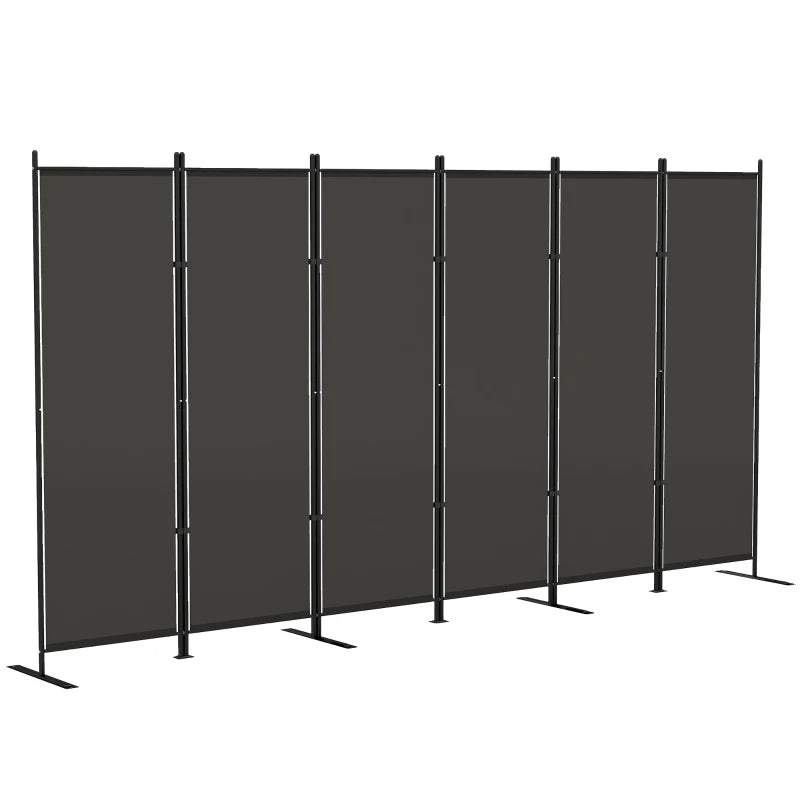 6 Panel Room Divider, 6 Ft Folding Privacy Screen, Portable Freestanding Partition Wall Divider, Charcoal Grey
