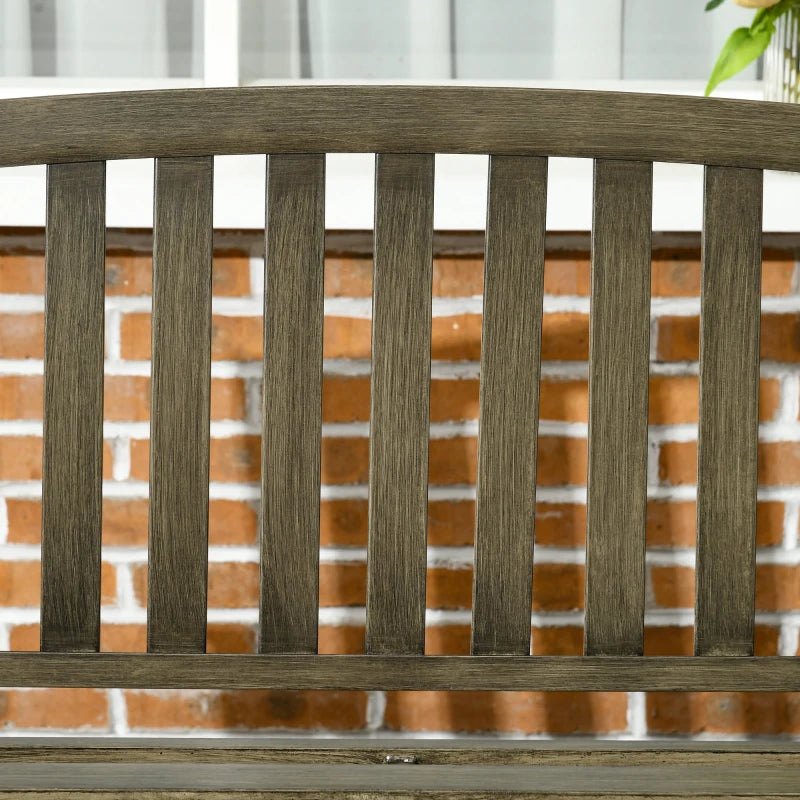 Outdoor Garden Bench, Metal Bench, Wood Look Slatted Frame Furniture for Patio, Park, Porch, Lawn, Yard, Deck, Black