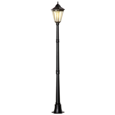 Outsunny 77" Outdoor Solar LED Lamp Post Light Street Lamp Motion Sensor PIR Adjustable Brightness Yard Black 