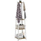 Clothes Rack with Storage, Garment Rack with 8 Hooks and 3-Tier Shelf, Clothes Stand for Bedroom, Entryway, Oak