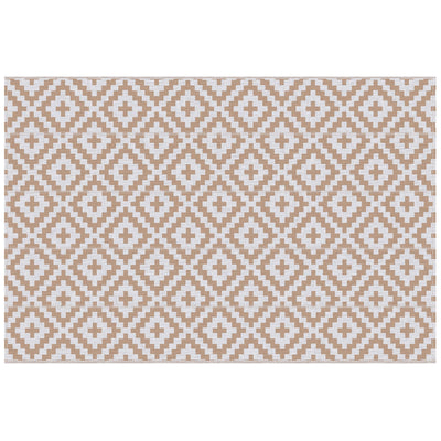 Outsunny Reversible Outdoor RV Rug, Patio Floor Mat, 6' x 9' Plastic Straw Rug for Backyard, Deck, Beach, Camping, Coffee & White 