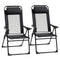 Outsunny Dual Camping Delight: Double Foldable Reclining Camping Chairs with Headrest, Black