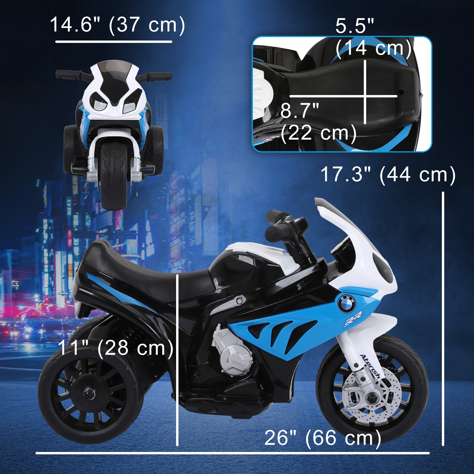 Aosom BMW Licensed 6V Kids Motorcycle with Headlight, Music, Gift for Boys & Girls -Blue 