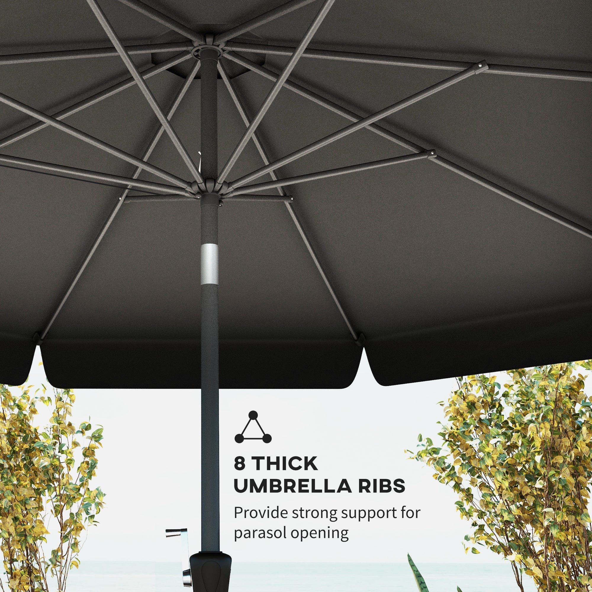 Outsunny 8.5ft Round Market Patio Umbrella: Outdoor Table Umbrella with Tilt Crank for Garden & Backyard, Black 