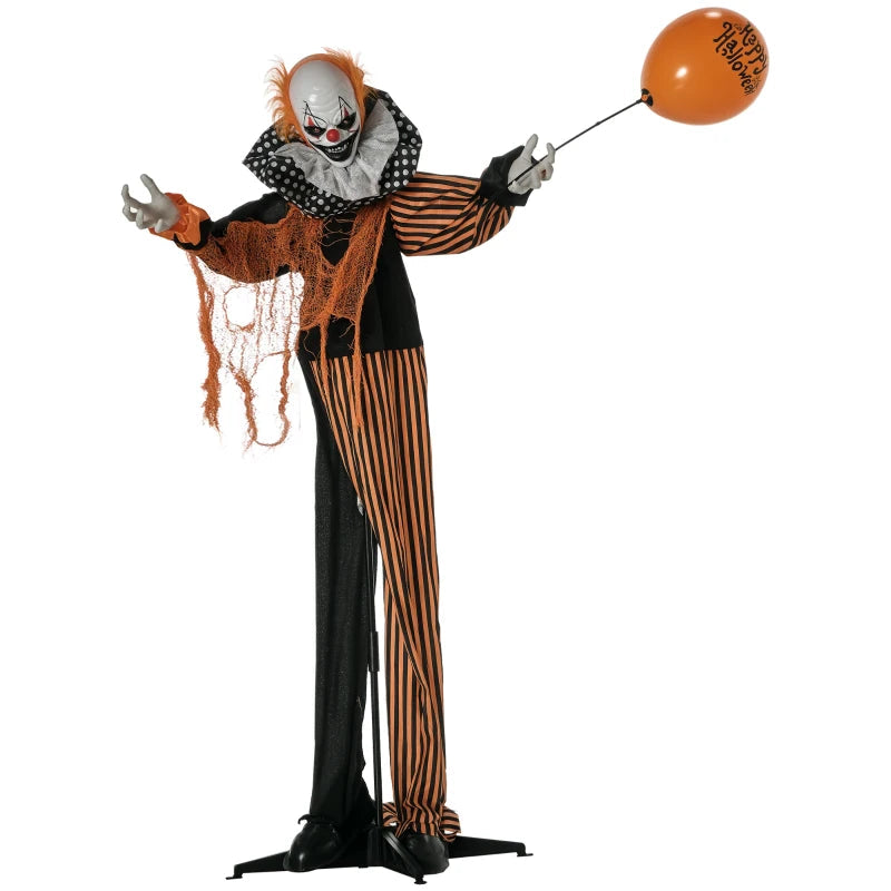 Outsunny 5ft Life-Size Talking Circus Clown – Sound & Motion Activated Halloween Decoration, Light-Up Eyes 
