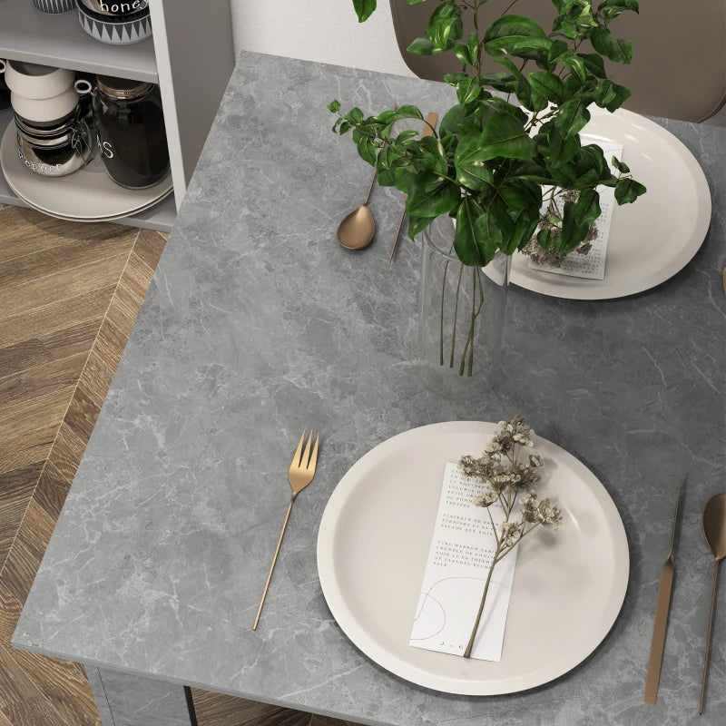 Square Dining Table, Modern Dining Room Table with Faux Cement Effect, Space Saving Small Kitchen Table, Cement Grey