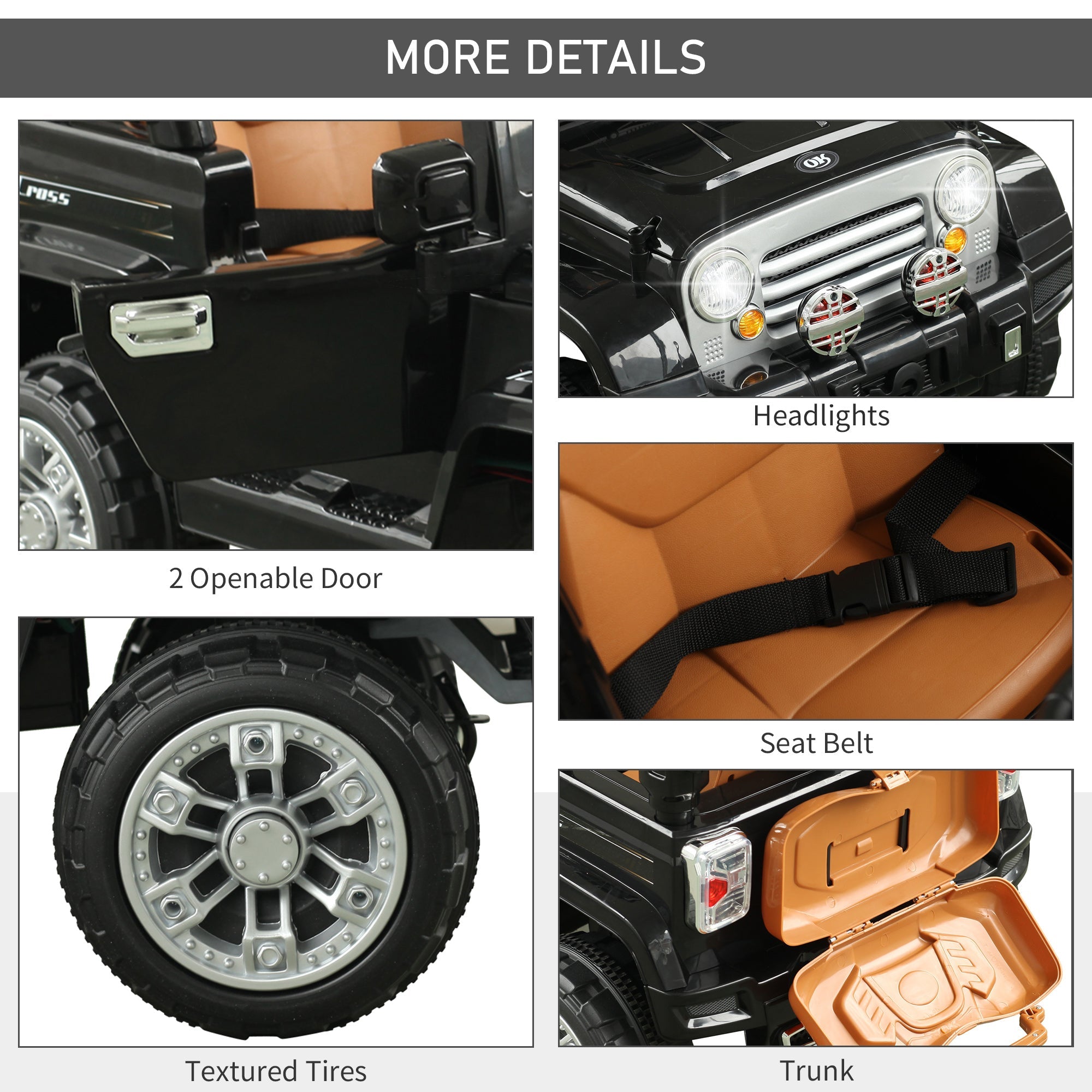 Aosom 12V Kids Electric Ride-On Truck Car Toy with Remote Control Lights MP3 LCD Indicator Black 