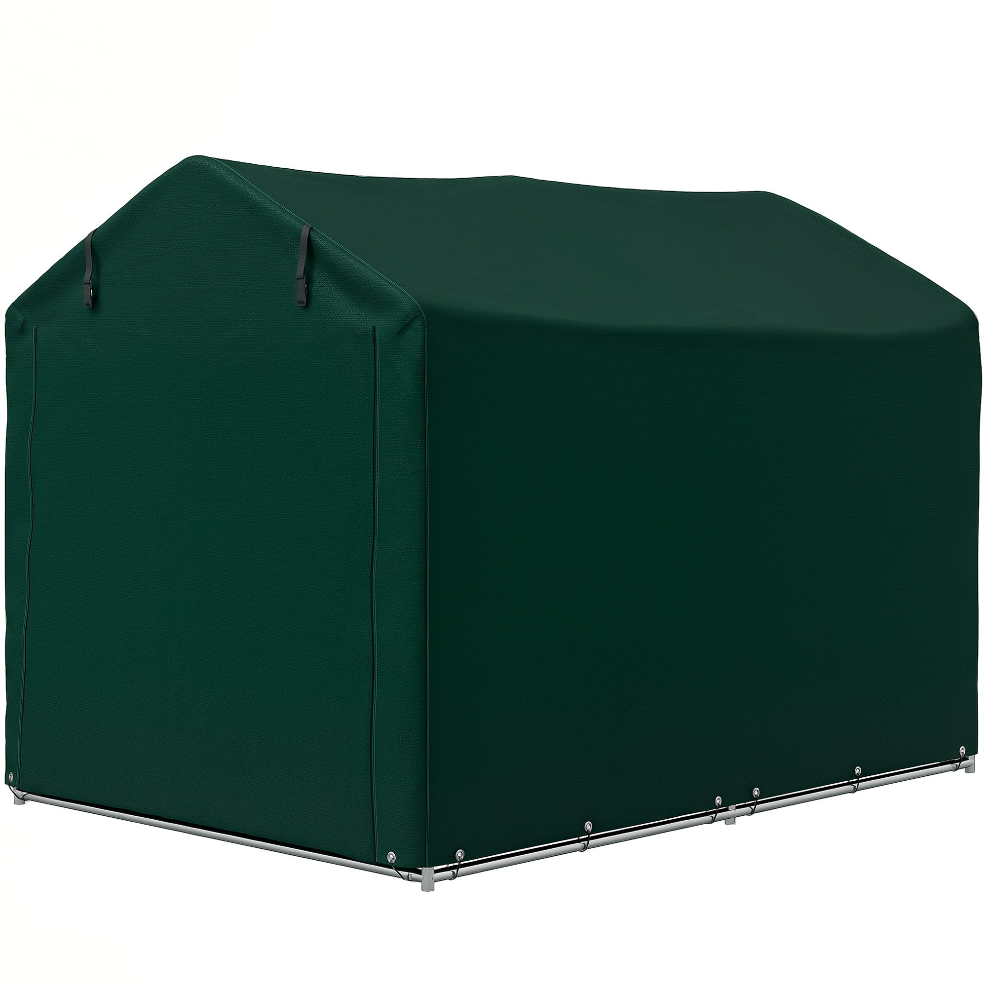 Outsunny Outdoor Storage Shed, UV Resistant Bike Tent with Roll-up Zipper Door, Portable Shed for Bike, Motorcycle, Dark Green 