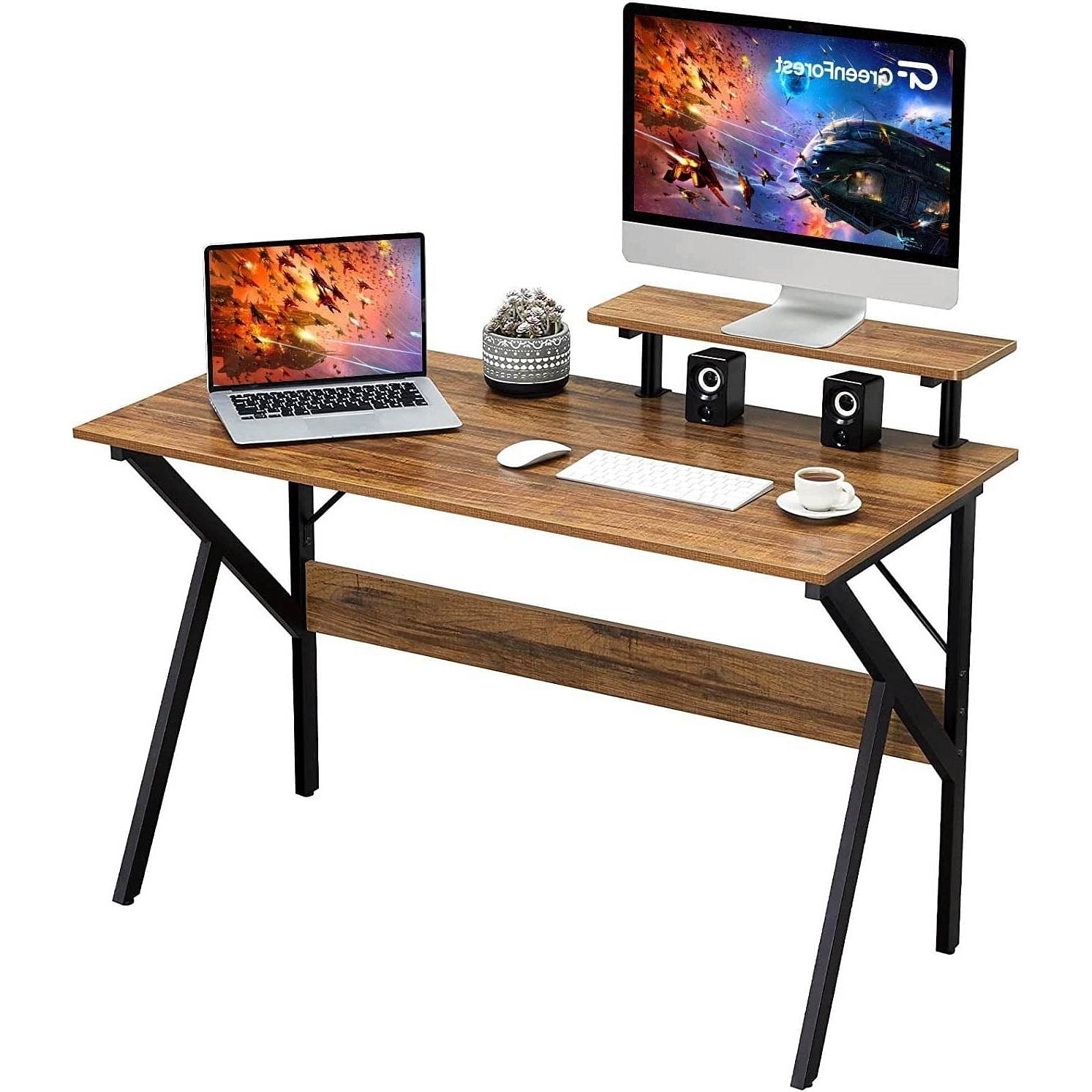 Modern 47-inch Home Office Laptop Computer Desk with Moveable Top Shelf - Free Shipping 