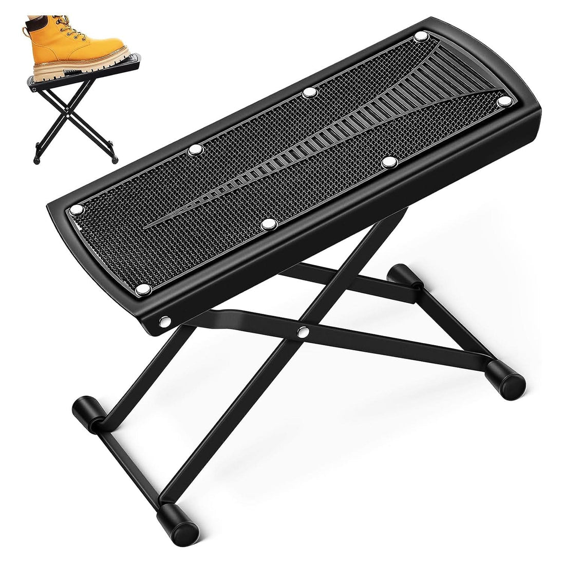 5Core Guitar Foot Stool – Height Adjustable Folding Leg Rest for Classical Guitar Practice and Performance