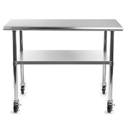 Stainless Steel 48 x 24-inch Kitchen Prep Table with Casters - Free Shipping