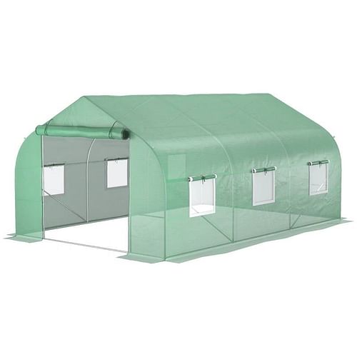 11.5 ft x 9.8 ft. Greenhouse with Green PE Cover and Heavy Duty Steel Frame - Free Shipping