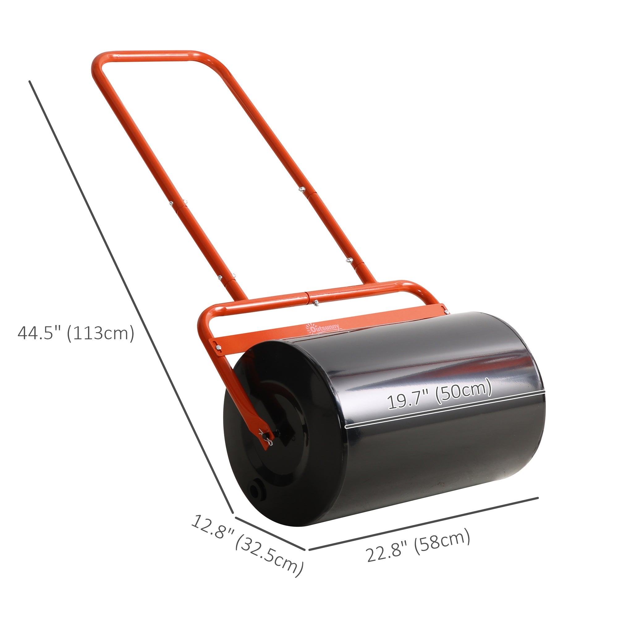 Outsunny 20" Heavy Duty Lawn Roller - Push/Tow Behind, Red, for Sod & Grass Flattening with 10gal Water/136lbs Sand 
