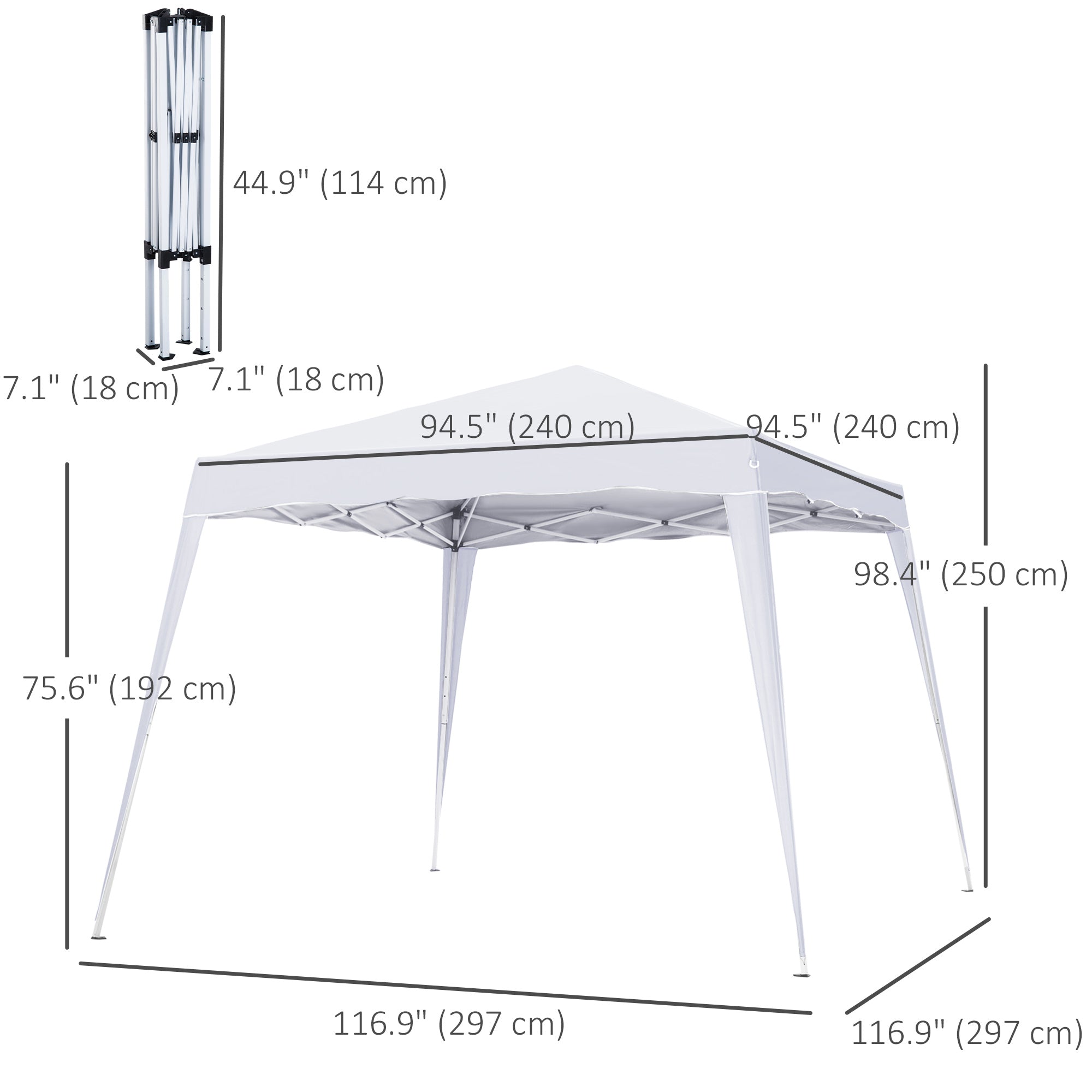 Outsunny 8' x 8' Pop Up Canopy, Outdoor Foldable Tent, Portable Canopy Tent with Carrying Bag for Camping, Party, Picnic, White 