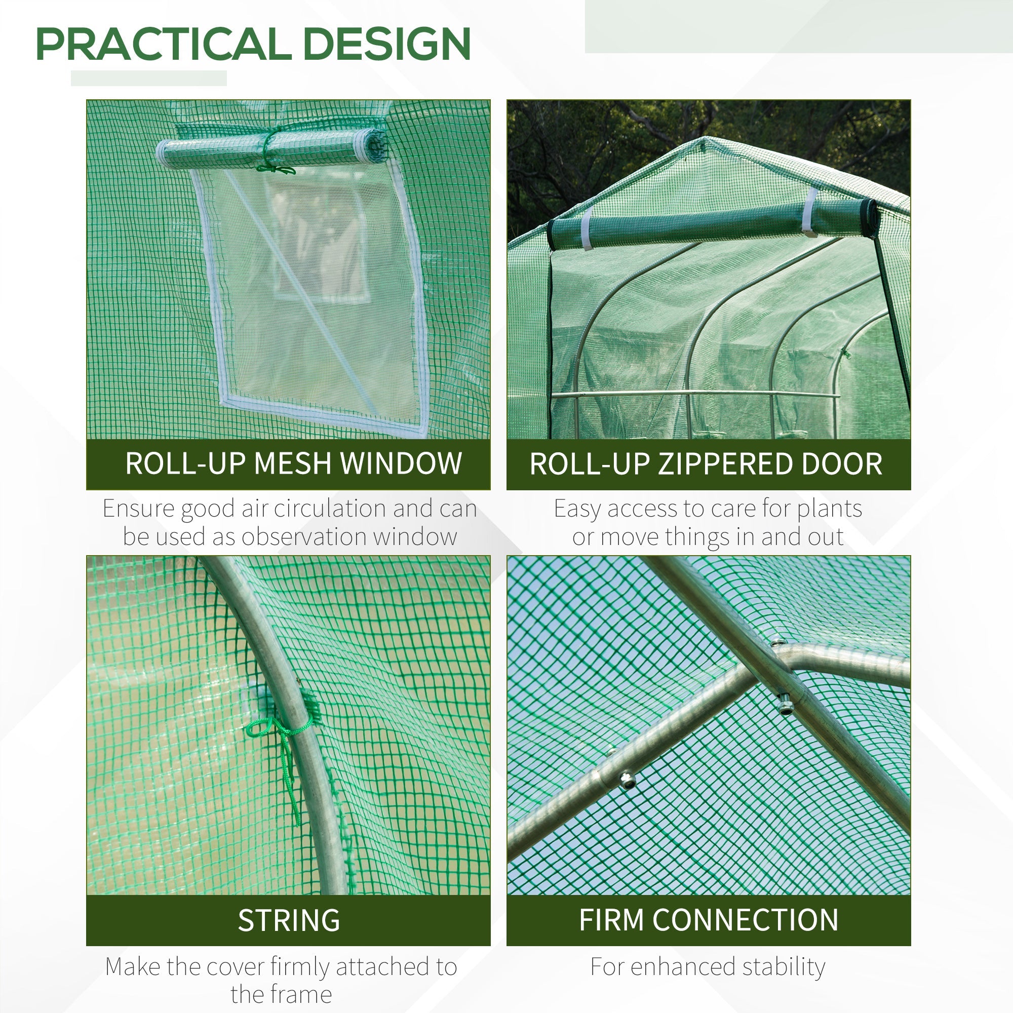 Outsunny Polytunnel Greenhouse 13'x6.6'x6.6' Walk in for Garden Backyard with Windows and Door 
