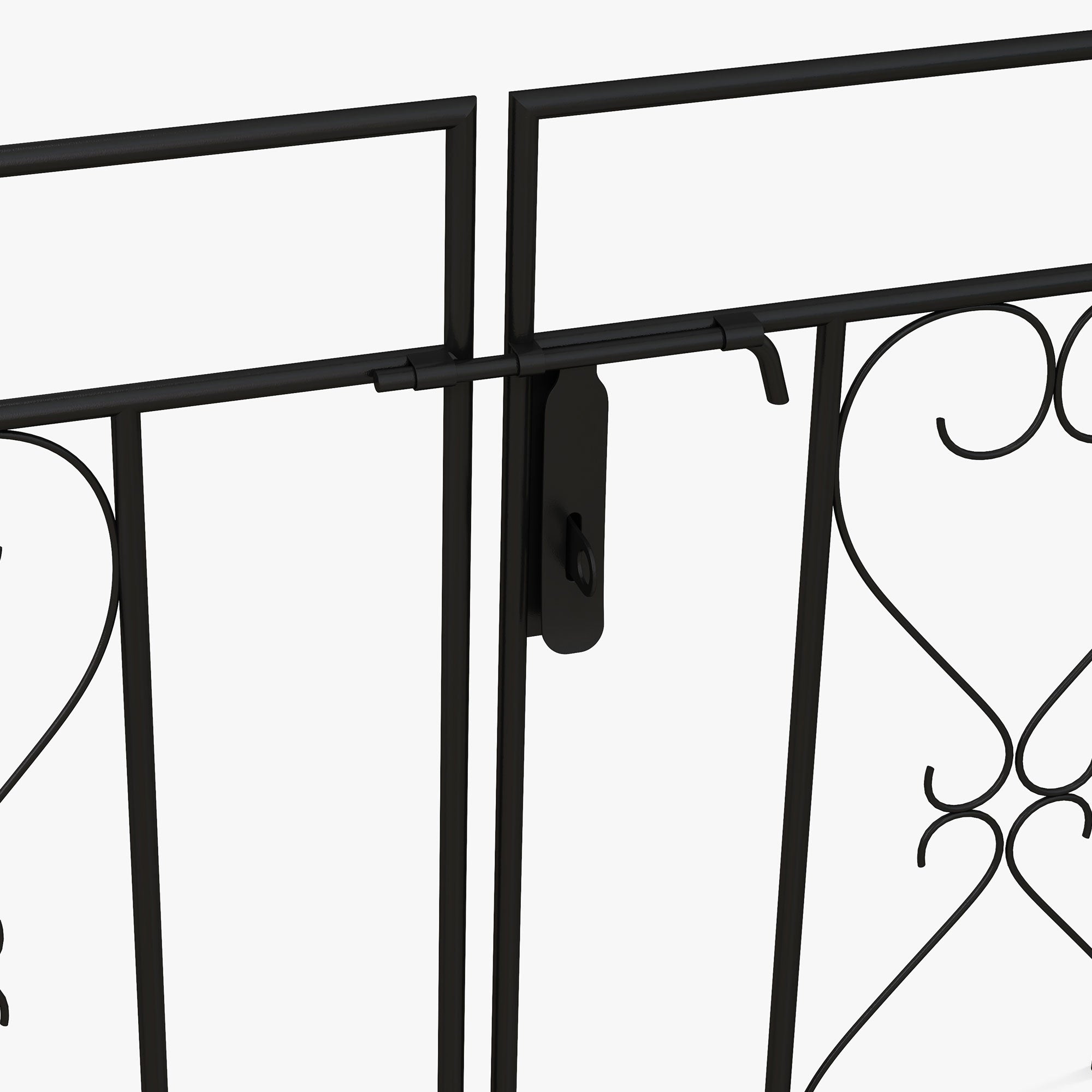 Outsunny 7.6FT Metal Garden Arch with Gate, Garden Arbor Trellis for Climbing Plants, Roses, Vines, Wedding Arch, Black 