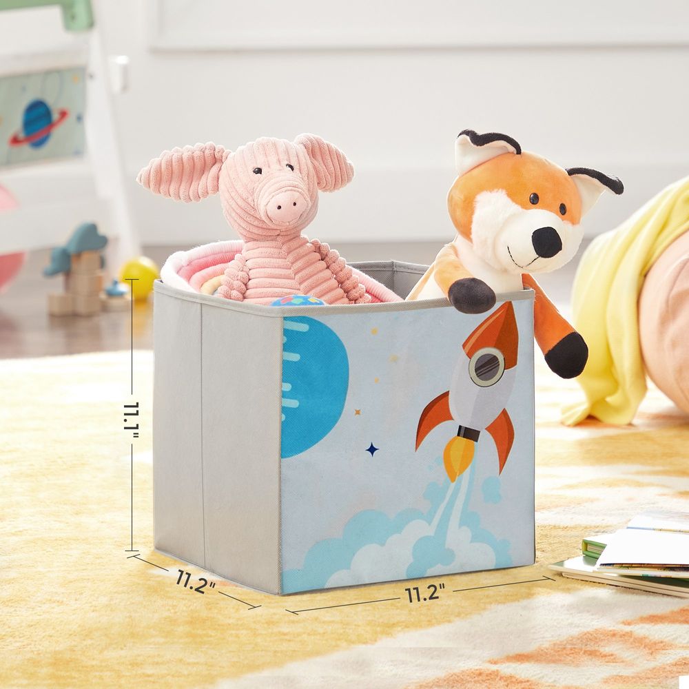 SONGMICS Kids Toy and Book Organizer with 2 Fabric Storage Bins