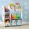 SONGMICS Kids Toy and Book Organizer with 2 Fabric Storage Bins
