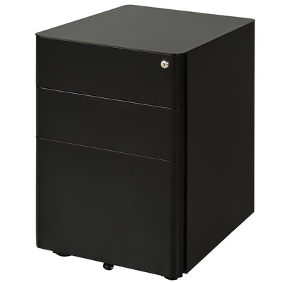 Vinsetto Compact File Vault: 3 Lockable Drawers & Smooth-Rolling Mobility for Secure Home Office Organization, Black 