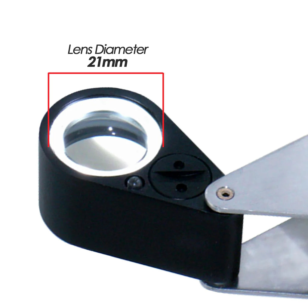 10x Jeweler's Loupe with 21mm Triplet Lens, 6 LED Lights & UV Light