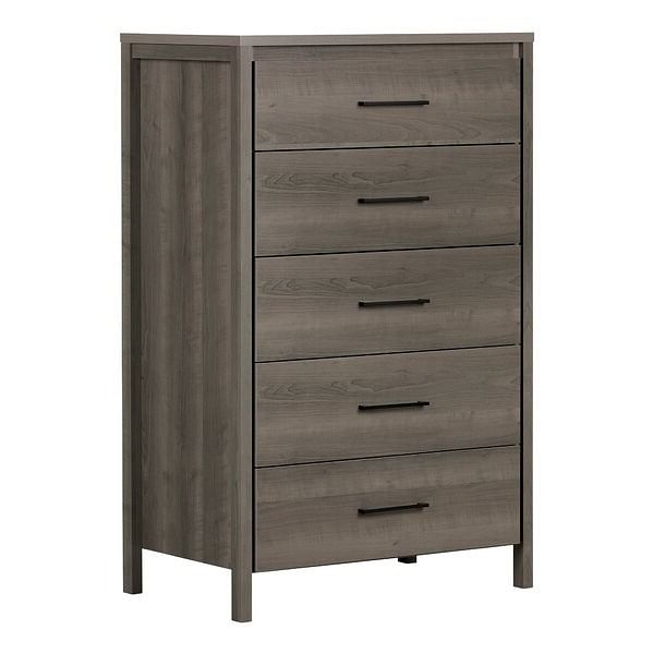 Modern Grey 5 Drawer Storage Chest - Free Shipping 