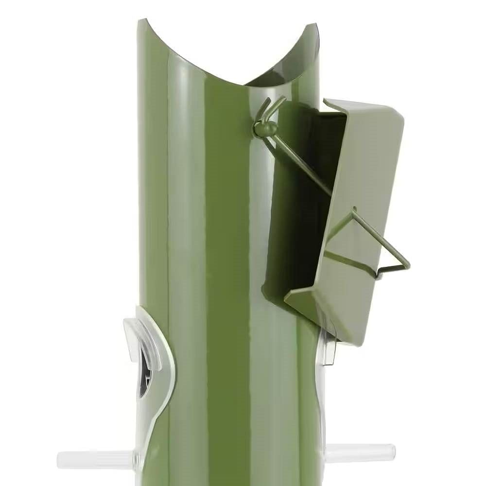 Outdoor Patio Garden 6-Perch Olive Green Metal Tube Bird Feeder - Free Shipping 