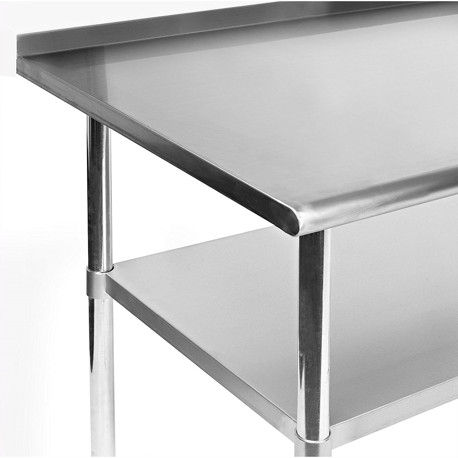 Stainless Steel 72 x 24 inch Kitchen Prep Work Table with Backsplash - Free Shipping