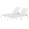 Outdoor Lounge Chair Set of 2, Waterproof Resin Lounge Chairs with 4-Position Adjustable Backrest for Backyard, White