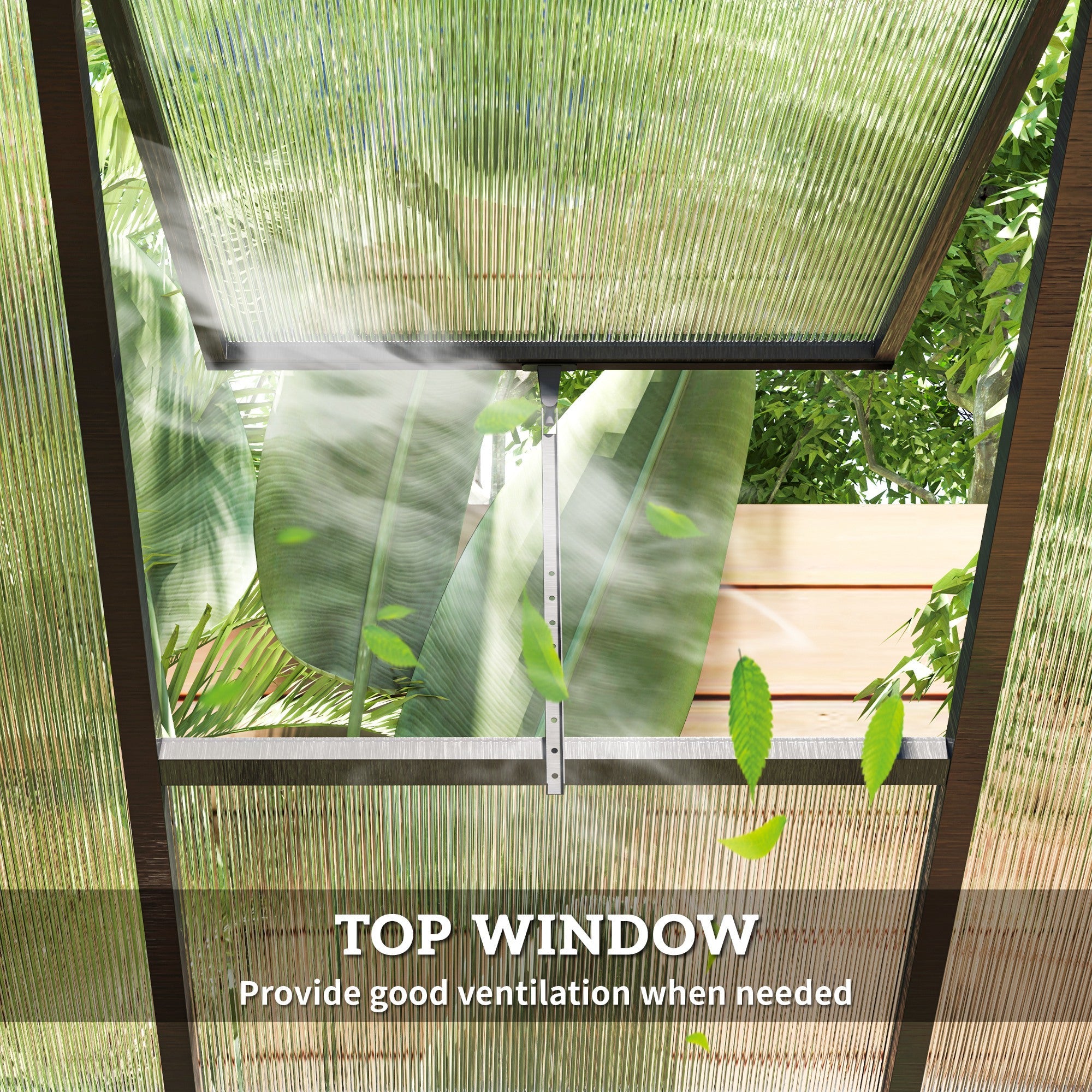 Outsunny 8' x 6' x 6.4' Walk-in Garden Greenhouse Polycarbonate Panels Plants Flower Growth Shed Cold Frame Outdoor Portable Warm House Aluminum Frame, Charcoal Grey 
