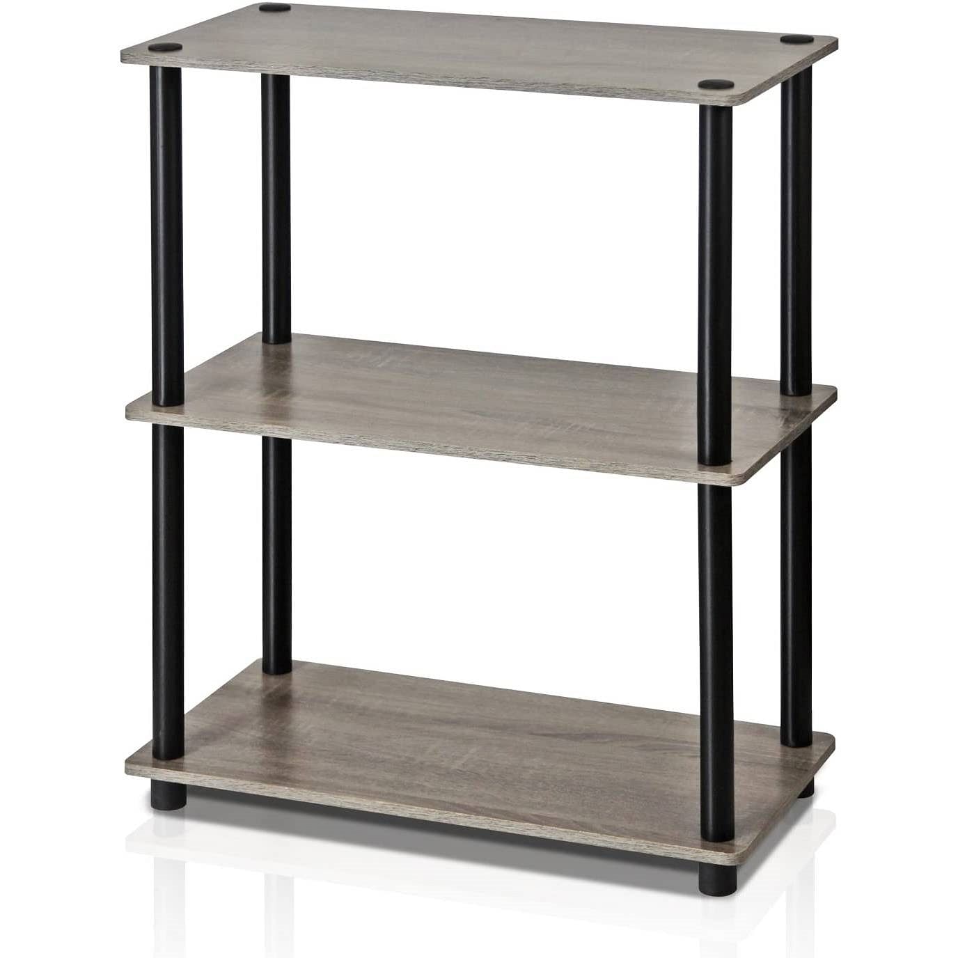 Gray Oak and Black Finish 3-Tier Bookcase - Free Shipping 