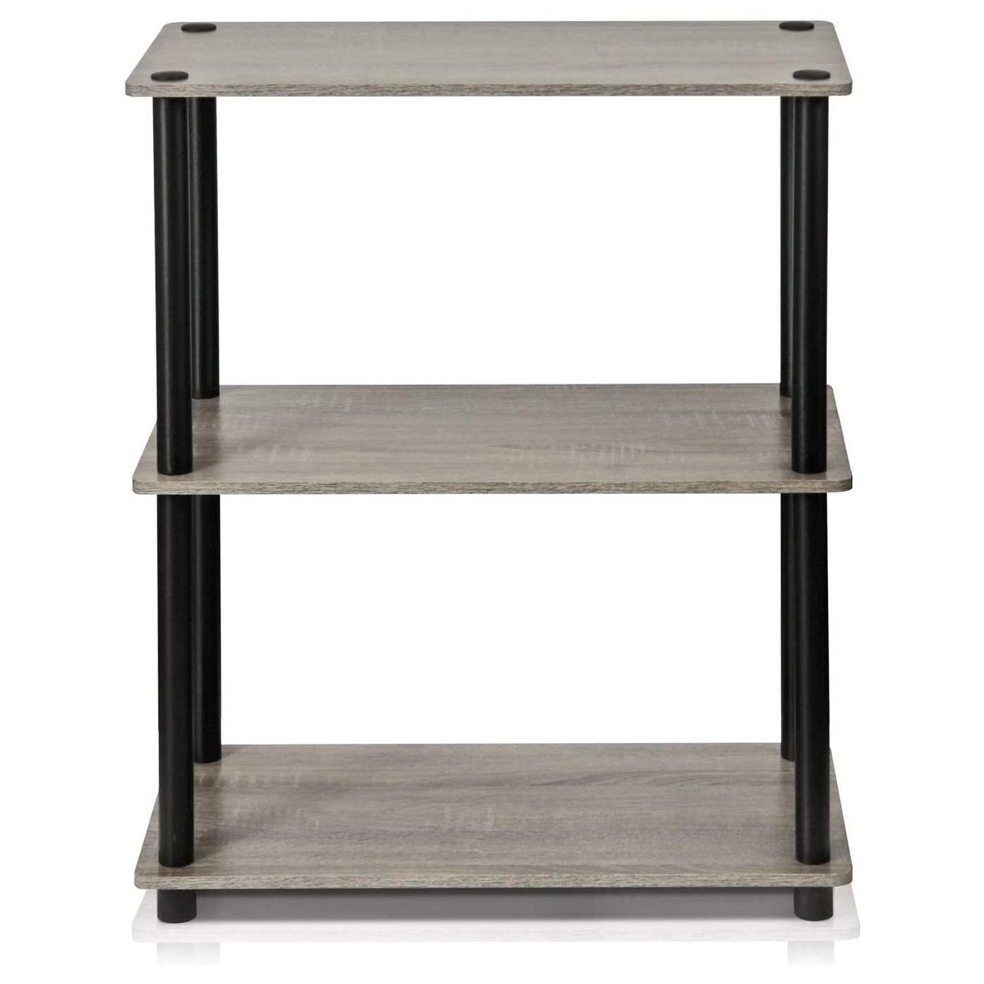 Gray Oak and Black Finish 3-Tier Bookcase - Free Shipping 