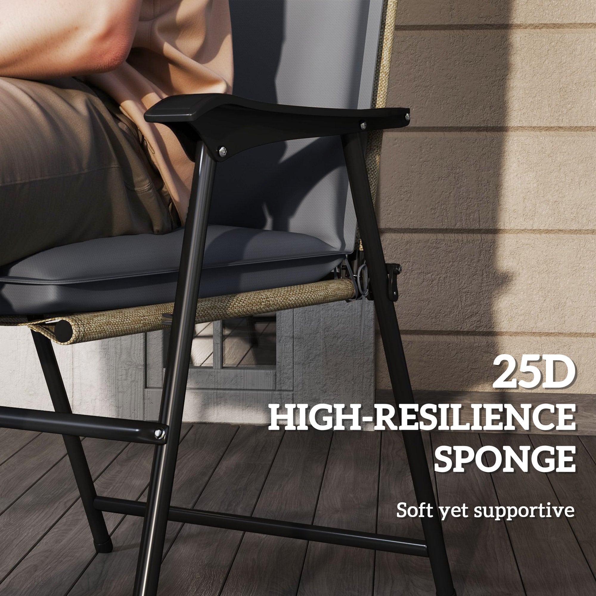 Outsunny Outdoor Chair Cushions Set of 2 High Back Patio Seat Cushions UPF50+ Fade Resistant Yarn-Dyed Polyester, Dark Grey 