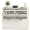 HOMCOM Narrow Shoe Storage Cabinet with 4 Flip Drawers, Adjustable Shelves, 16 Pair Farmhouse Shoe Cabinet, White Oak