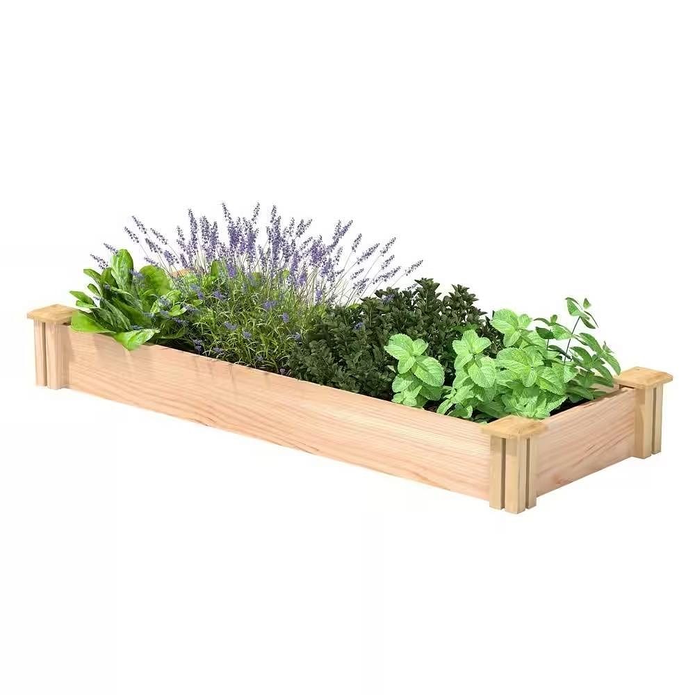 Unfinished Cedar Wood Raised Garden Bed Planter 4-ft x 16-inch - Made in USA - Free Shipping