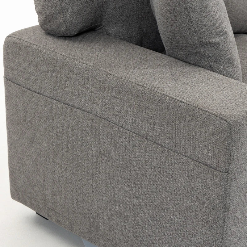 3 Seater Sofa with Storage Pockets, Modern Upholstered Couch with Pocket Springs, Grey