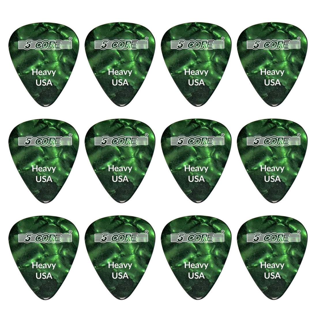 5Core Guitar Picks 0.96mm Celluloid Heavy Gauge Pick - Acoustic Electric Bass Guitars GREEN