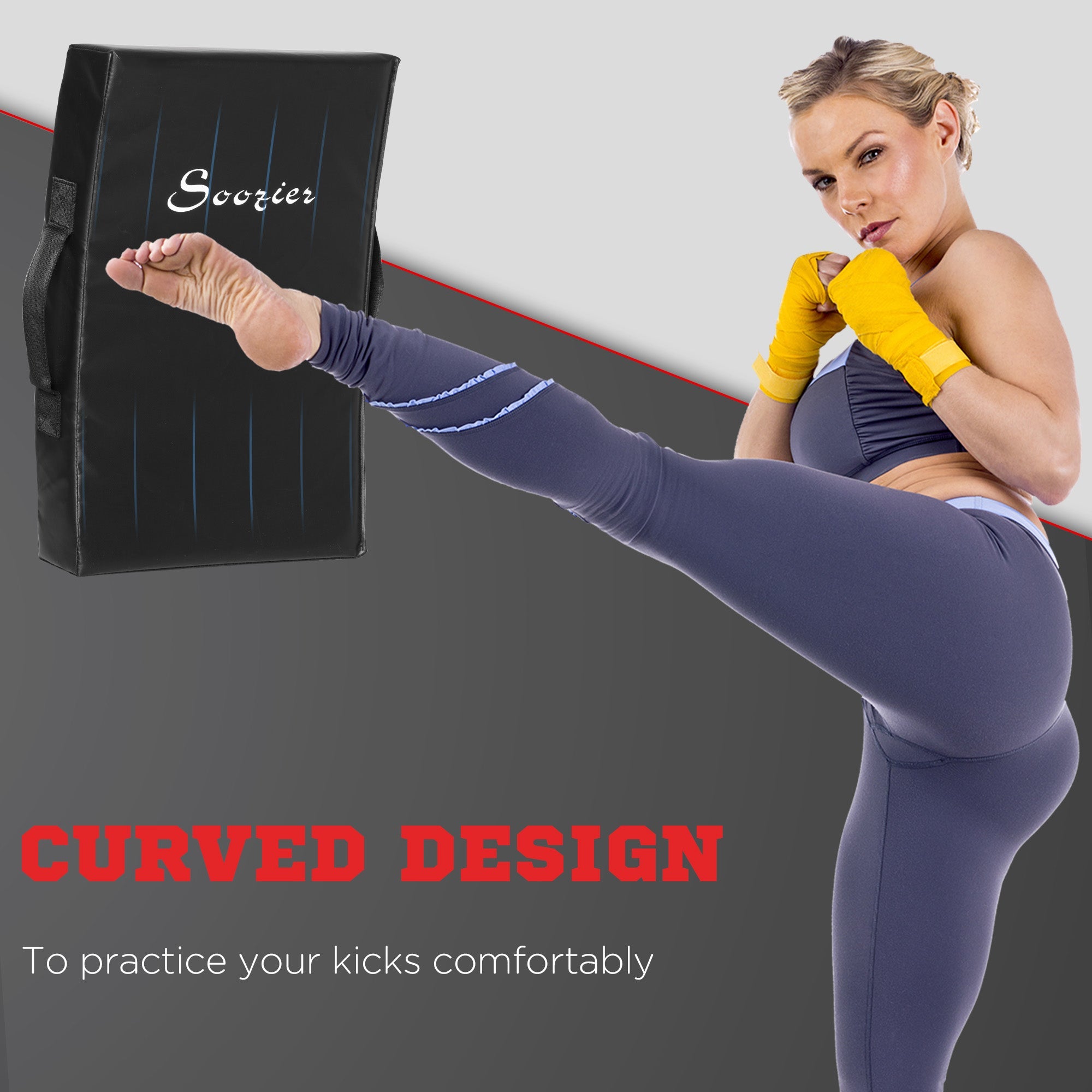 Soozier Kick Shield Curved Muay Thai Boxing Pad for MMA Taekwondo Krav Maga Martial Arts Karate Training 