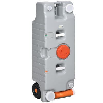 Outsunny RV Portable Waste Water Tank: 19.8 Gallon, with Rotating Drain Spout, Level Indicator, 3 Wheels for Easy Transport 