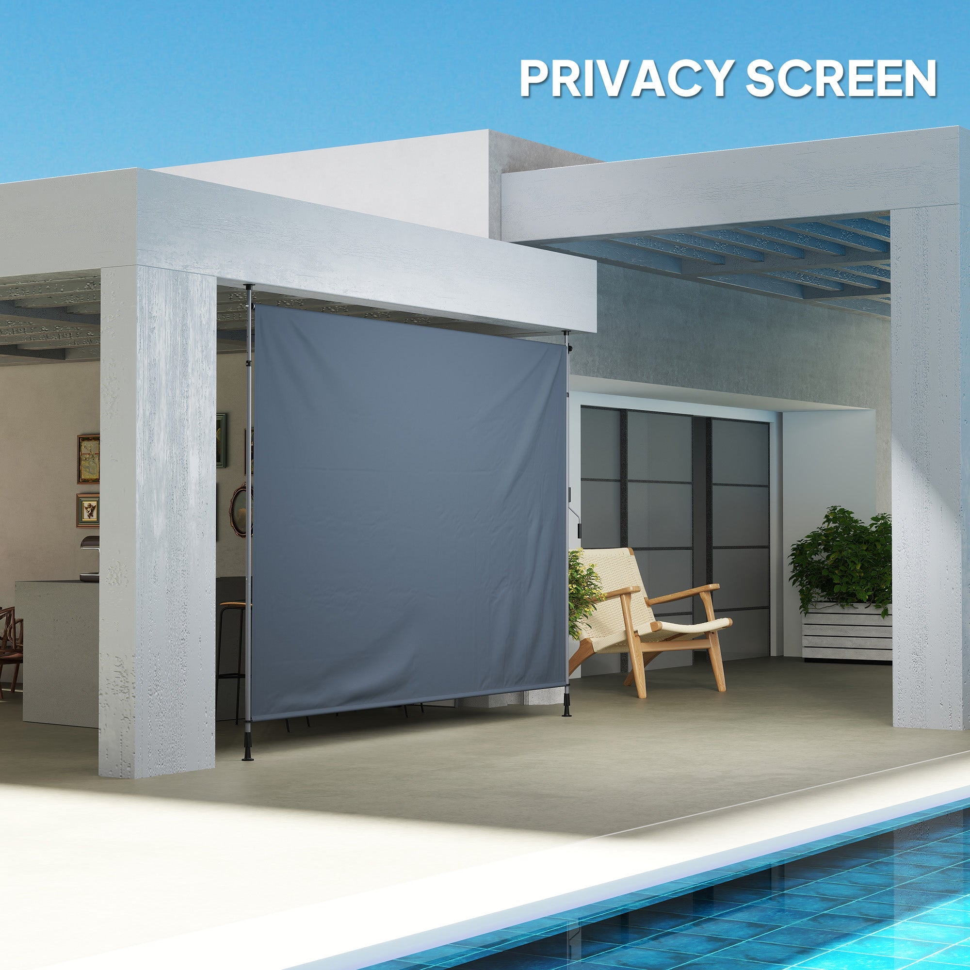 Outsunny 11.5' x 10' Manual Retractable Patio Awning, Outdoor Privacy Screen with UPF30+ & Water-Resistant Fabric, Dark Grey 