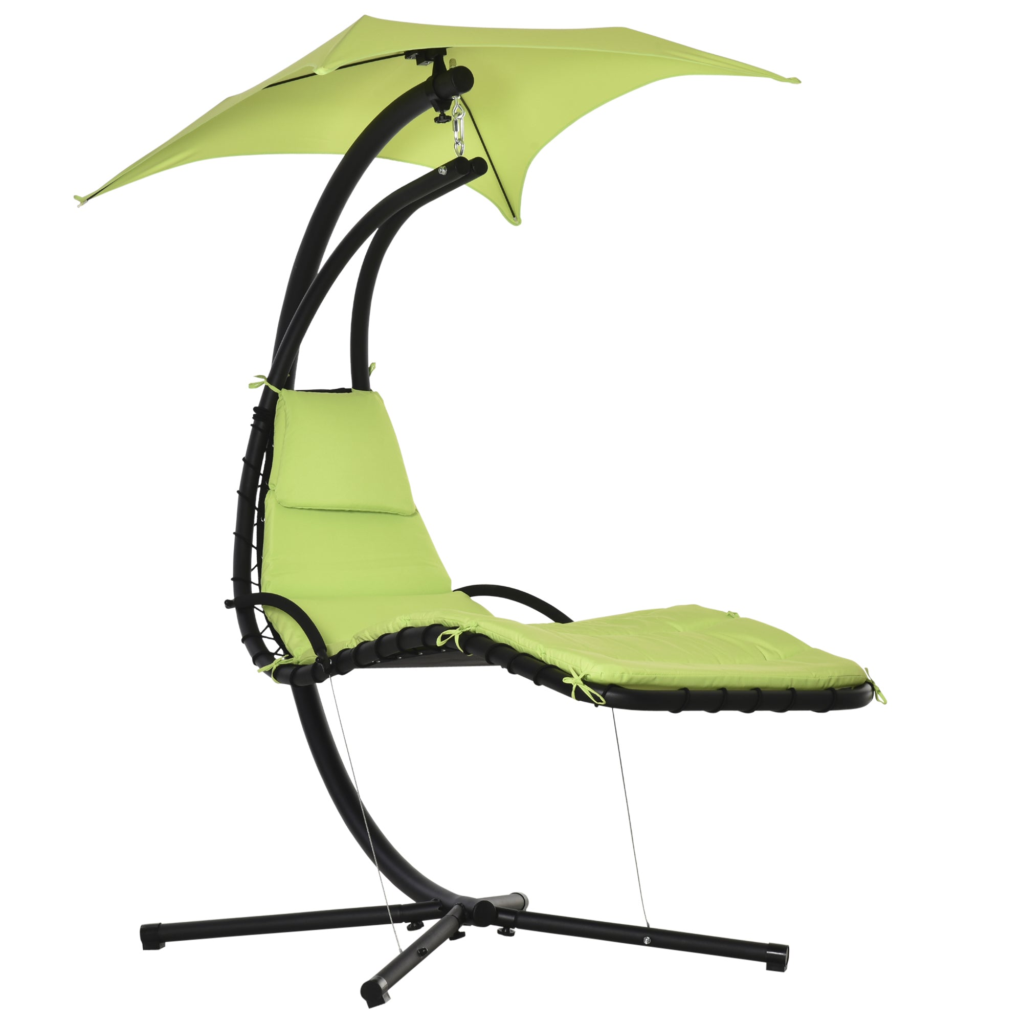 Outsunny Floating Chaise Lounge Chair with Canopy Umbrella Arc Stand Outdoor Patio Furniture Grey 