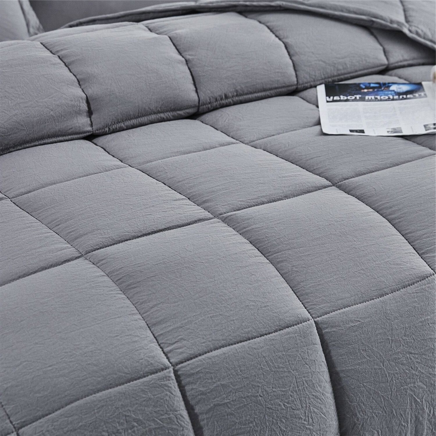 Queen Size Grey 3 Piece Microfiber Reversible Comforter Set - Free Shipping