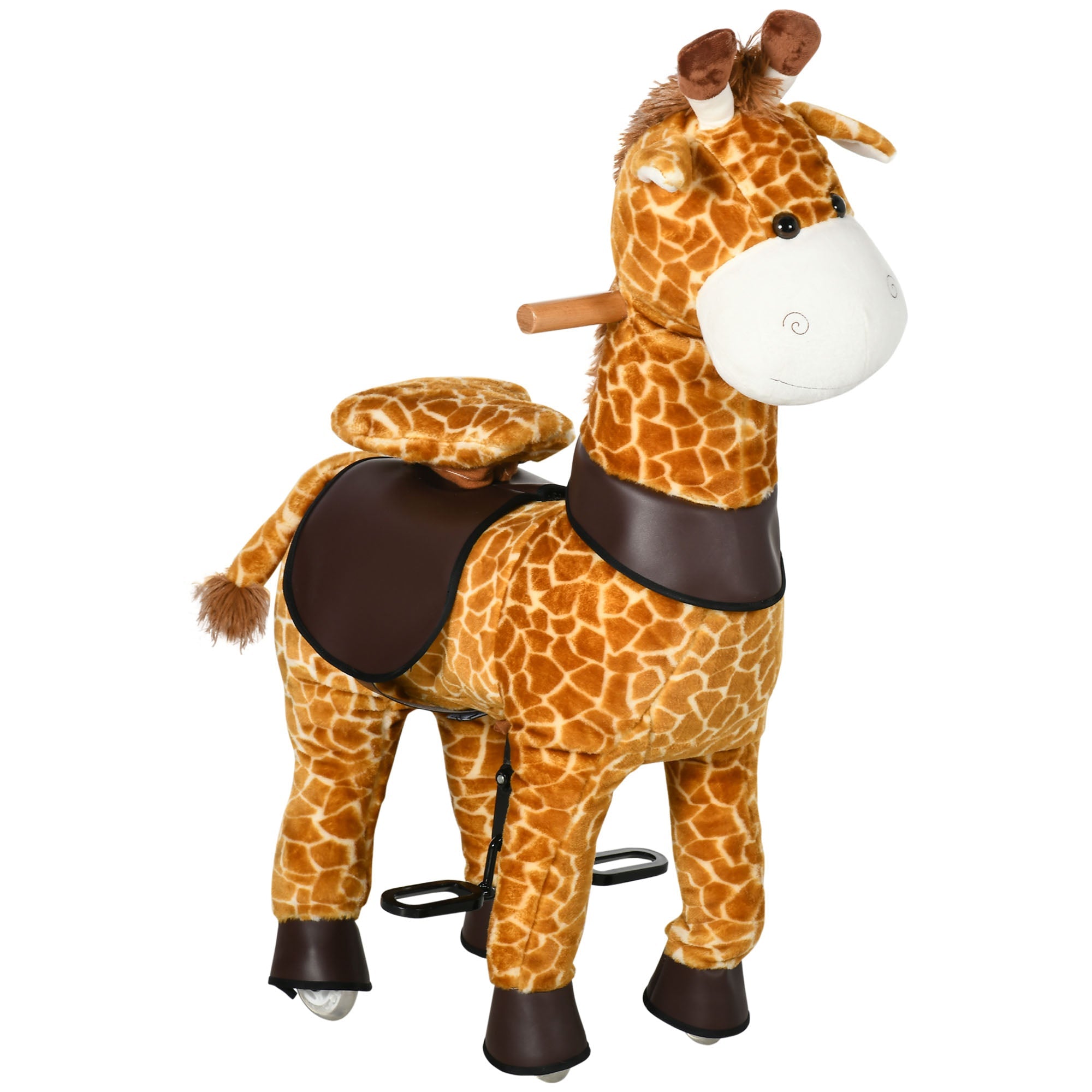 Qaba Giraffe Walking Horse - Ride On Mechanical Rocking Pony with Wheels, Great Gift for 3-6 Years, Girls & Boys 
