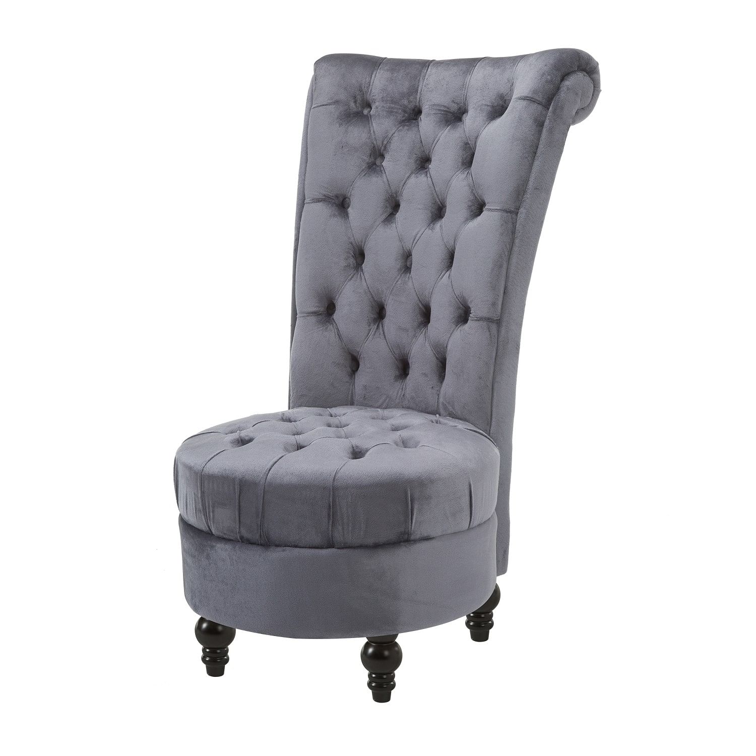 Gray Tufted High Back Plush Velvet Upholstered Accent Low Profile Chair - Free Shipping