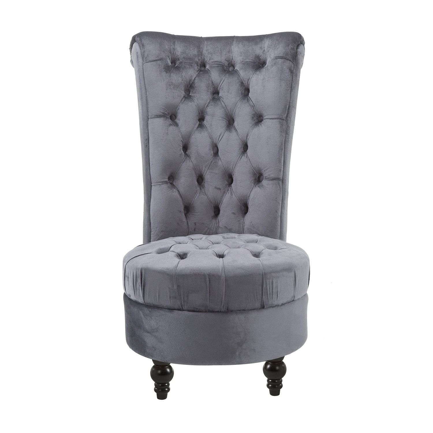 Gray Tufted High Back Plush Velvet Upholstered Accent Low Profile Chair - Free Shipping 