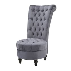 Gray Tufted High Back Plush Velvet Upholstered Accent Low Profile Chair - Free Shipping 