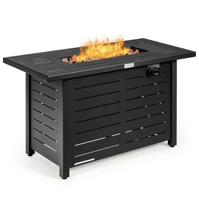 60,000 BTU Brown Rectangular Portable LP Gas Propane Fire Pit Table - Free Shipping 