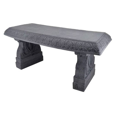 Outdoor Fiber-Clay Garden Bench in Grey Stone Finish - Free Shipping 